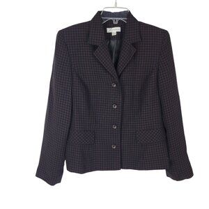 Windowpane Check Blazer Black Pink Grid Preppy Dark Academia Retro VTG 12 Goth
